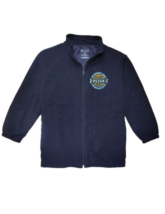 Embroidered School Youth Fleece Zip Up Jacket NAVY BLACK